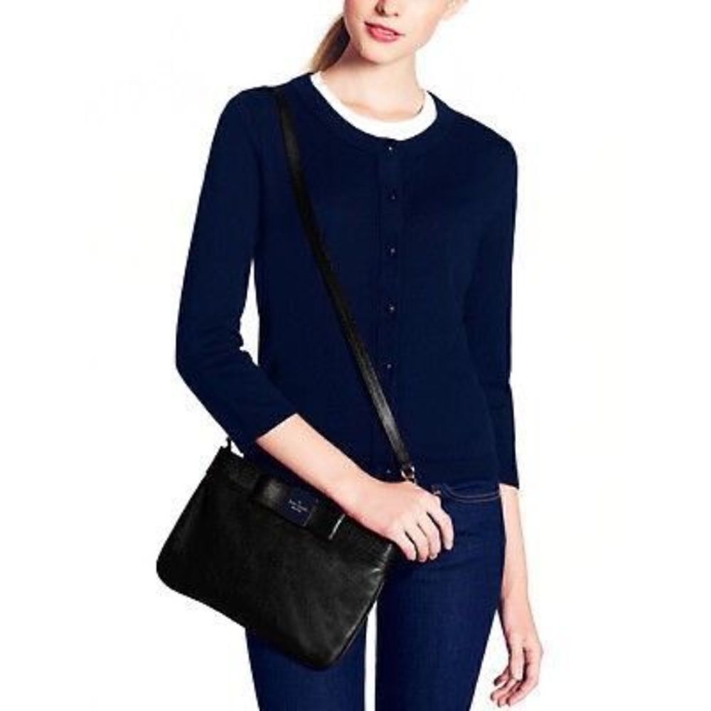 Kate Spade Black Primrose Hill Pebbled Leather Arica Crossbody Bag